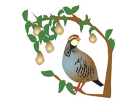 Partridge in a Pear Tree Clipart [Converted]